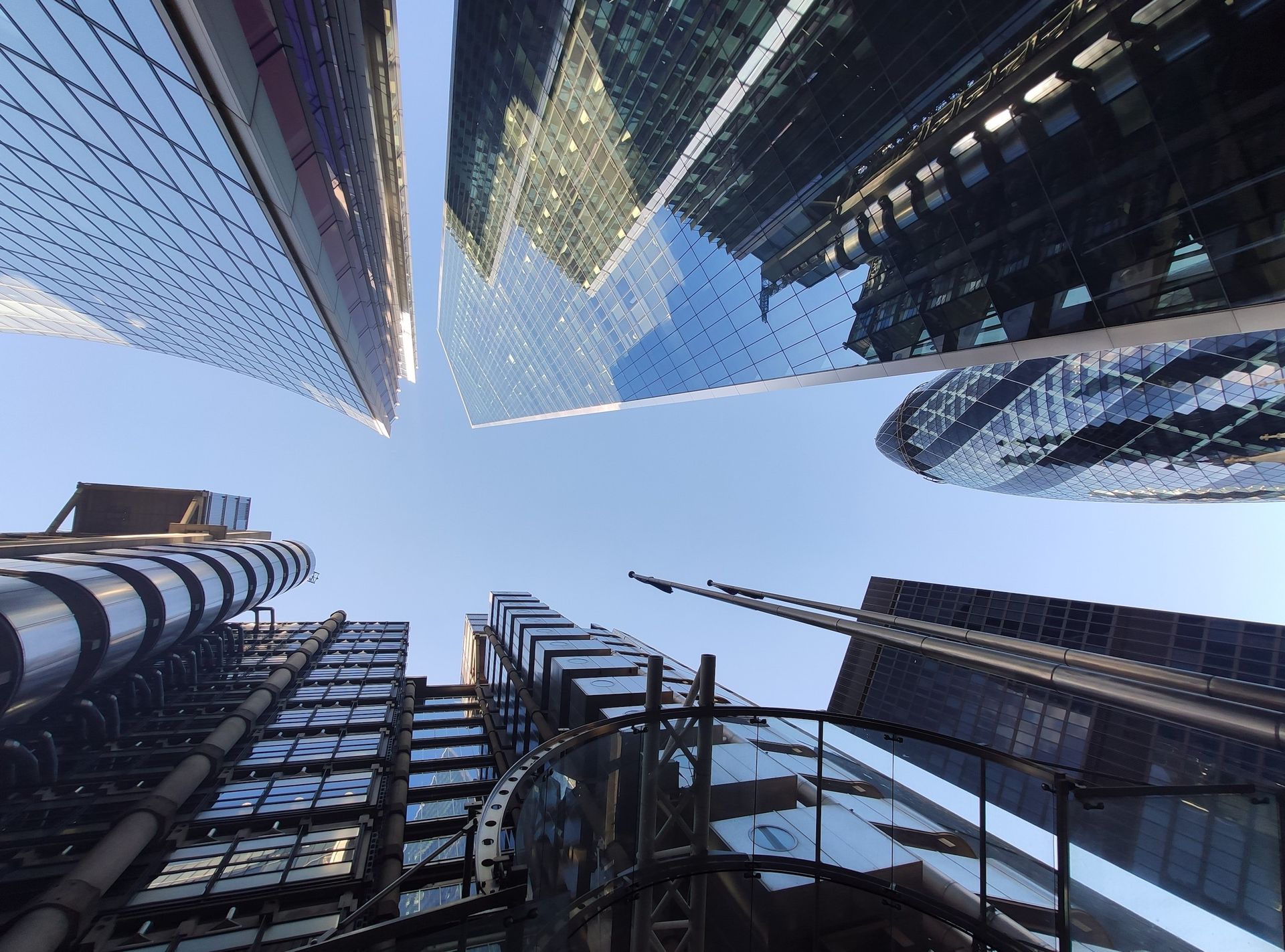 Skyline of london office buildings taken from ground up