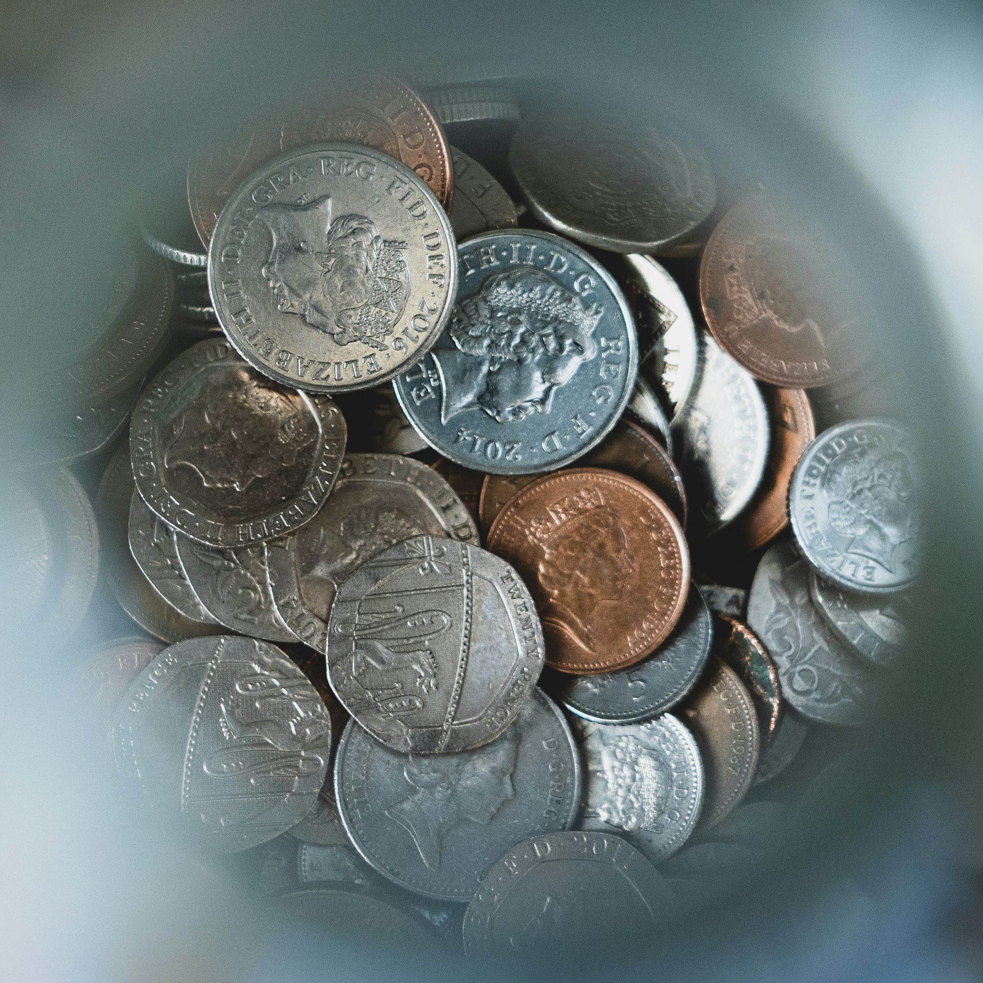 A jar full of British coins