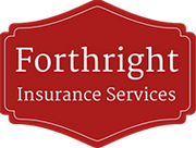 A red sign that says forthright insurance services on it.