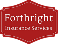 A red sign that says forthright insurance services on it.