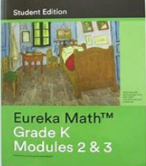 Eureka Math Grade K Modules 2 & 3 student edition textbook cover; bedroom painting background.