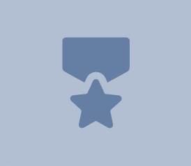 Blue award medal with star.