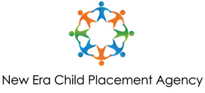 Logo of New Era Child Placement Agency: Circle of figures holding hands in orange, green, and blue with text below.