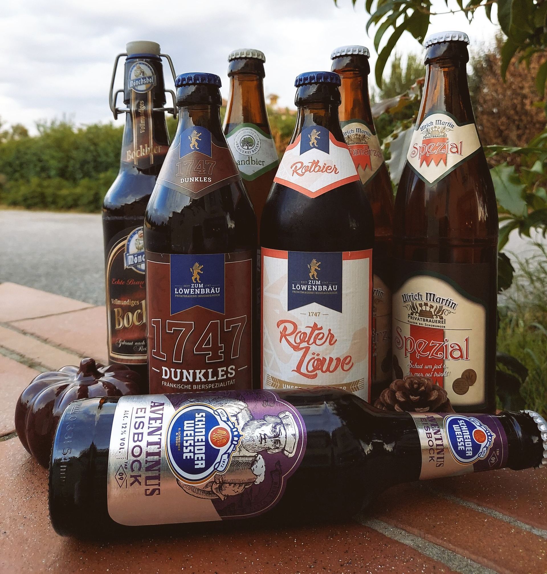 Diverse bottiglie di birra tra cui roter laune