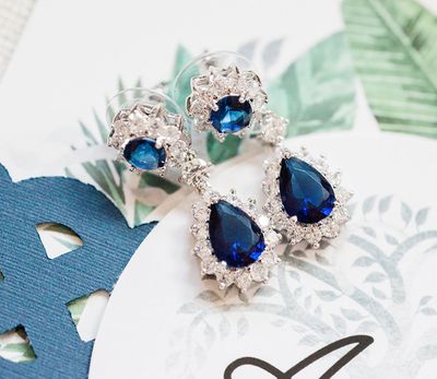 Sapphire with Diamond Earrings — Beverly Hills, CA — Beverly Hills Jewelry Buyers
