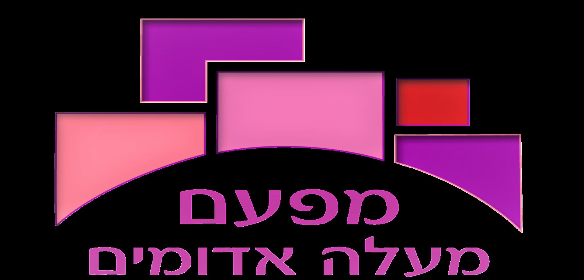 לוגו עם ריבועים צבעוניים וטקסט עברי על רקע שחור.