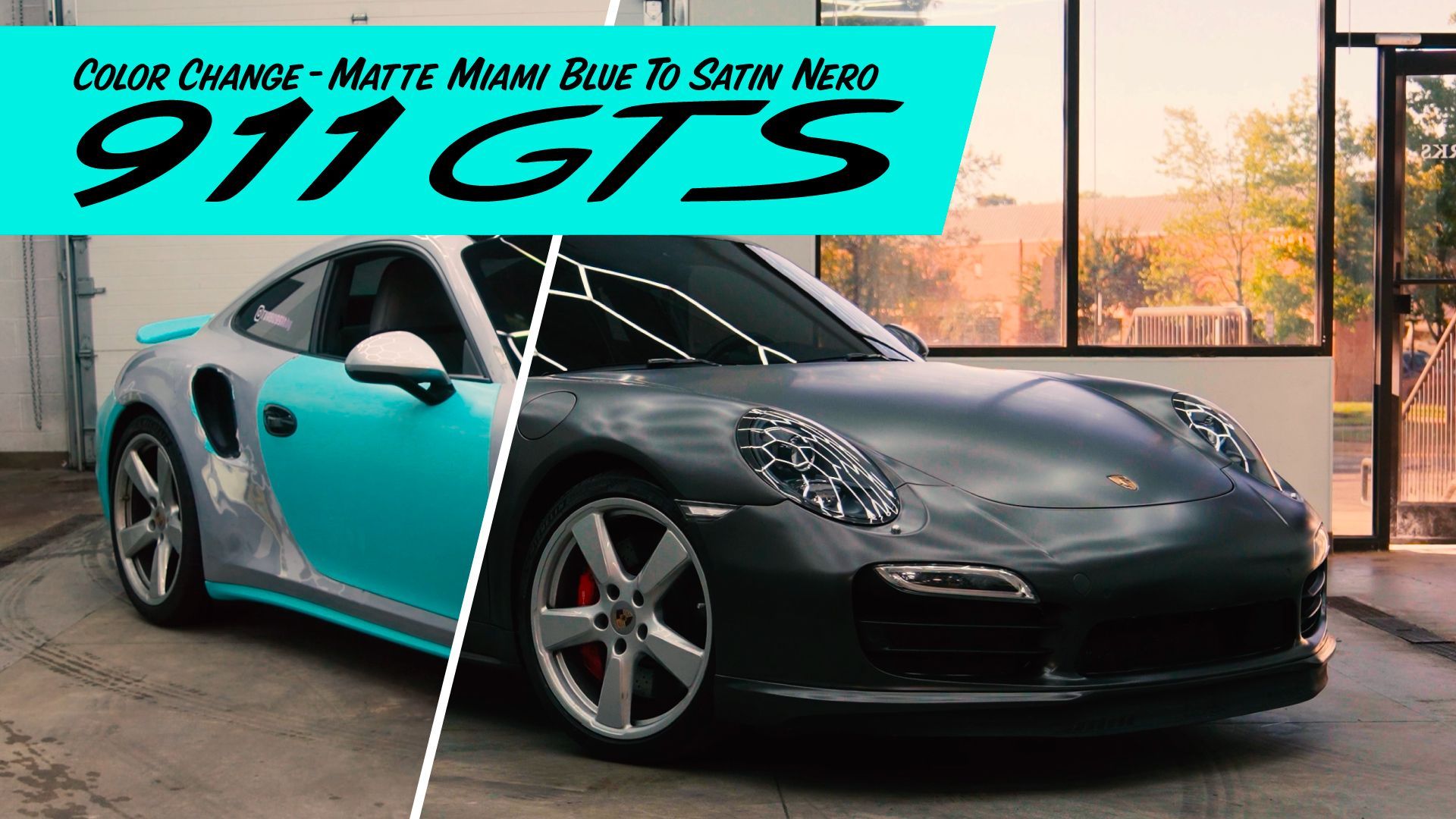 Porsche 911 Turbo Satin Nero color change wrap by GlasWerks DMV Sterling Virginia