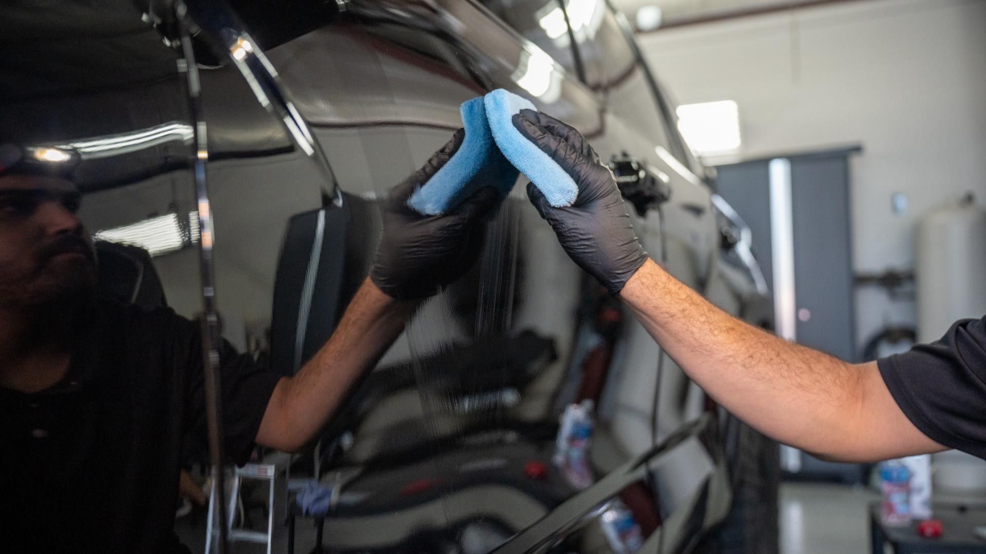 ceramic coating applied on a black car