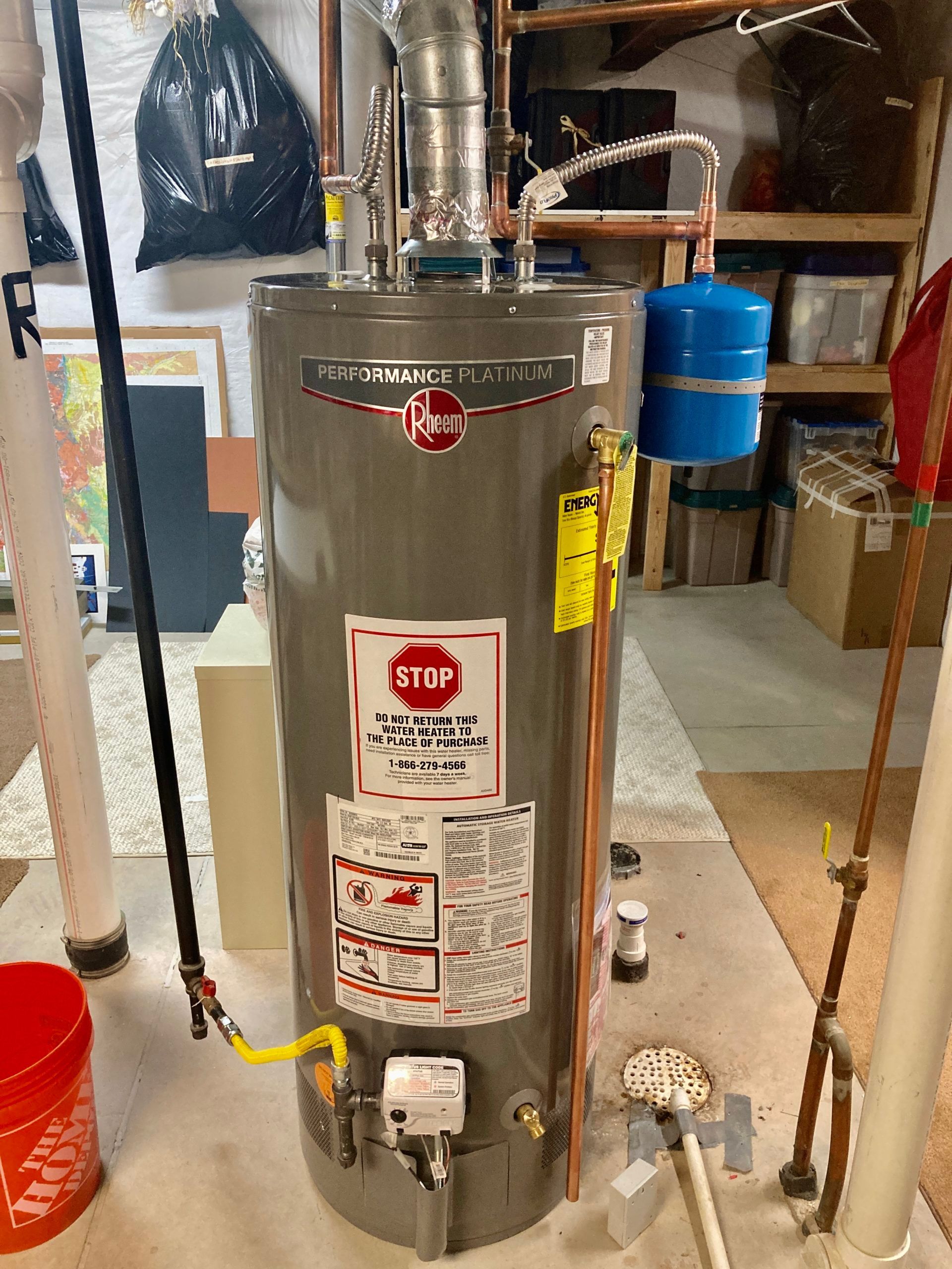 A water heater is sitting on the floor in a Phoenix home