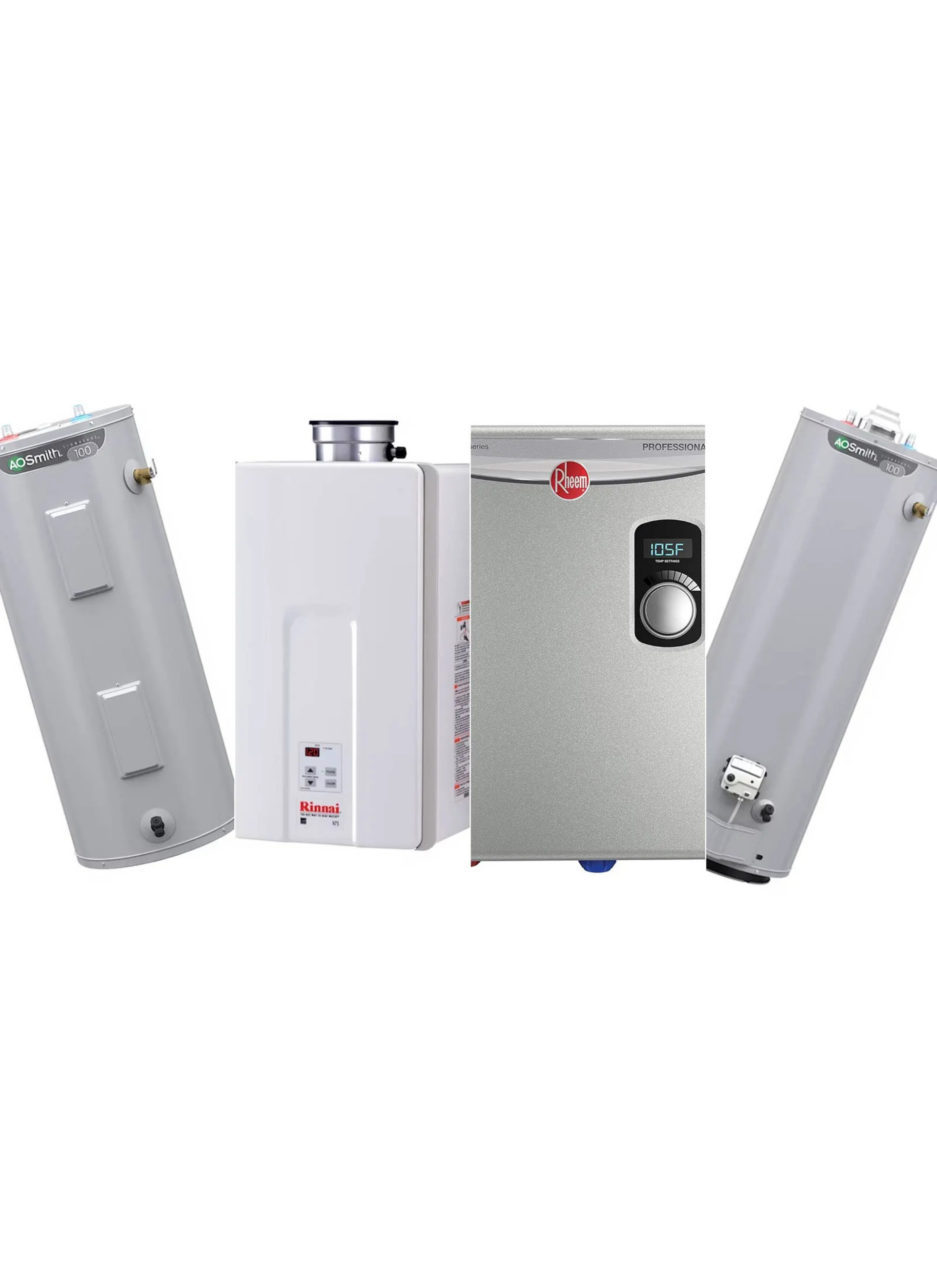 Tank or tankless water heater options.