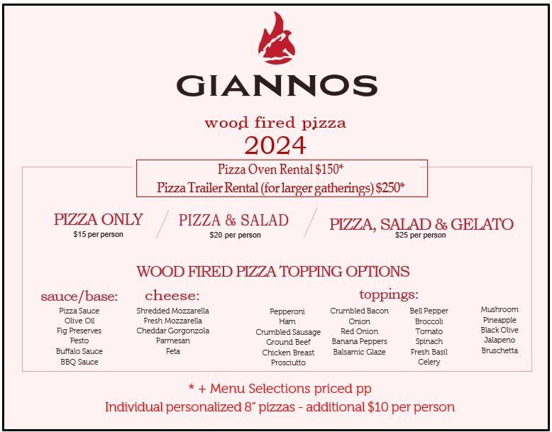 Pizza Wedding Menu | North Carolina | Gianno’s Wood Fired Catering