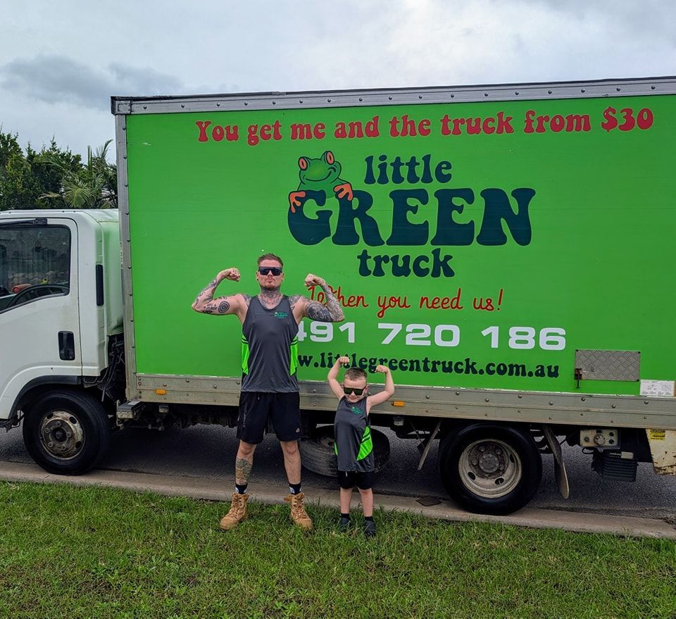 Two People Standing in Front of a Green Little Green Truck — Little Green Truck Port Macquarie in Lake Cathie, NSW