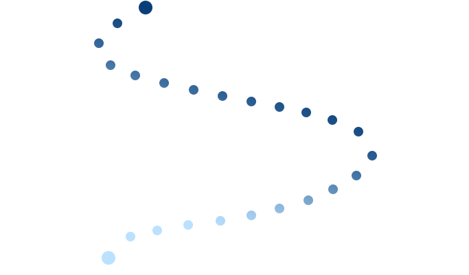 A swirl of blue dots on a white background.