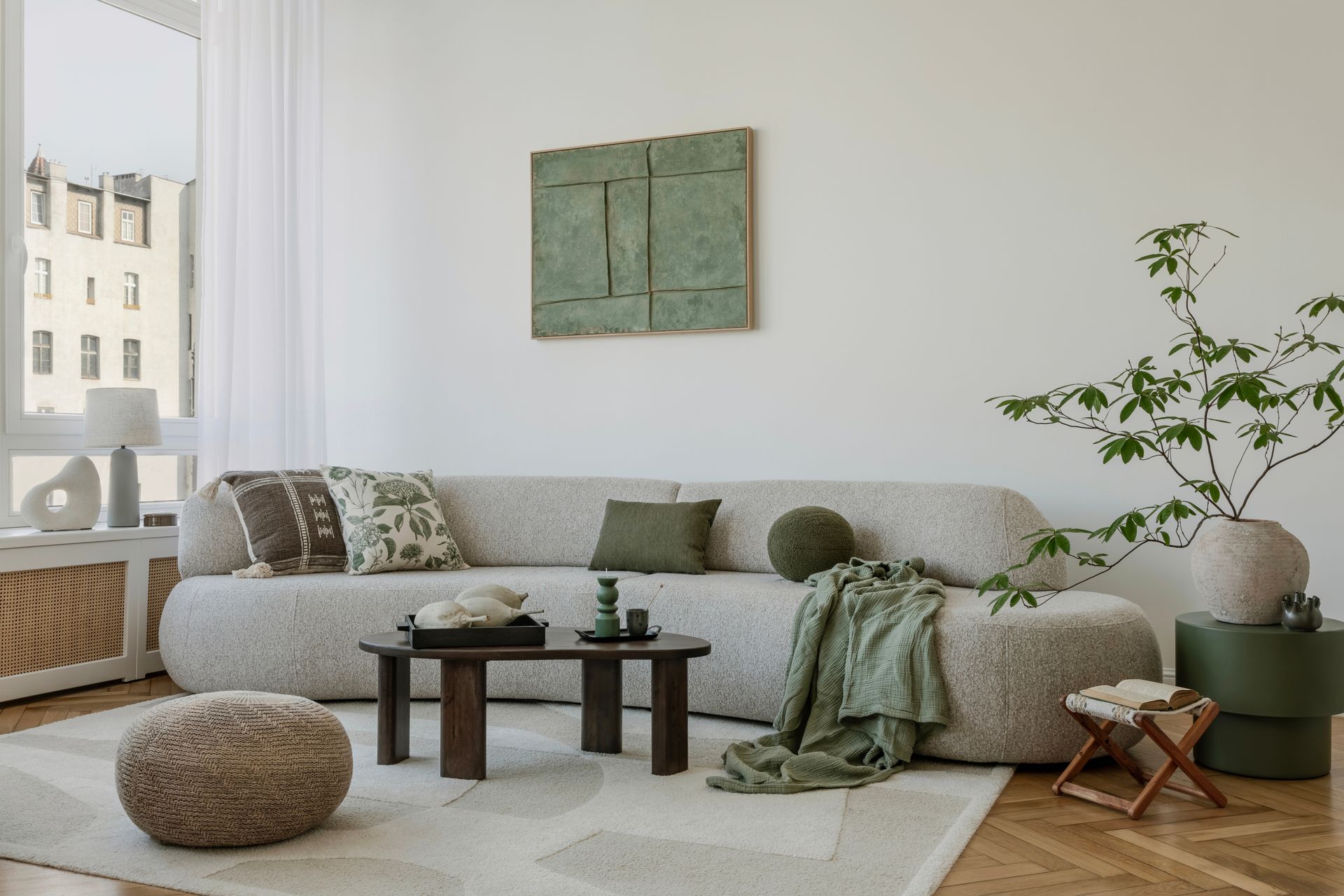 Living Room Renovation with Light Green Color