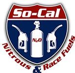 So-Cal Nitrous & Race Fuels logo: red, white, and blue shield with fuel nozzles and a nitrous oxide tank.