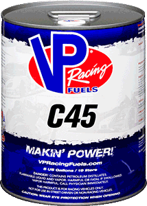 Blue and red VP Racing Fuels C45 fuel can.