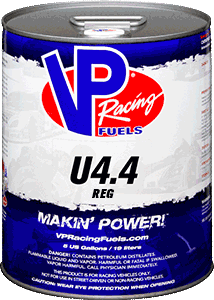 Blue and red VP Racing Fuels U4.4 REG fuel can; 