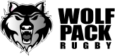 Black-and-white graphic logo featuring a snarling wolf's head next to the text 
