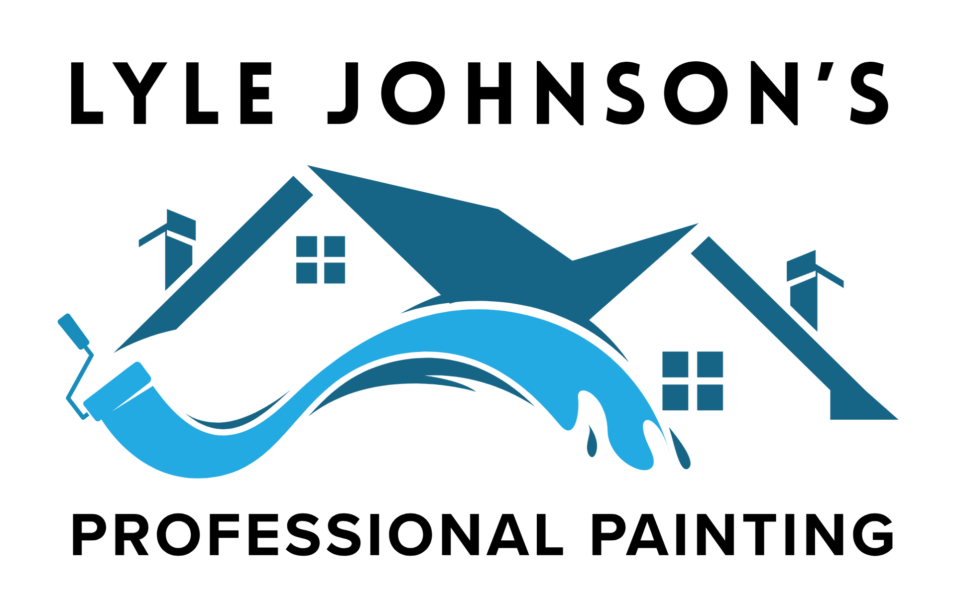 Lyle Johnson’s Professional Painting logo with blue house and paint swoosh