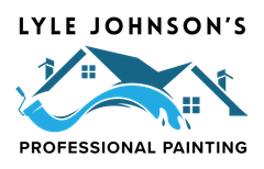 Lyle Johnson’s Professional Painting logo with blue house and paint swoosh