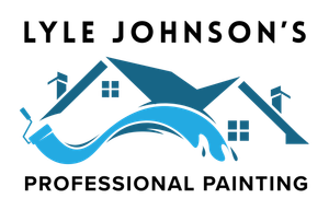 Lyle Johnson’s Professional Painting logo with blue house and paint swoosh