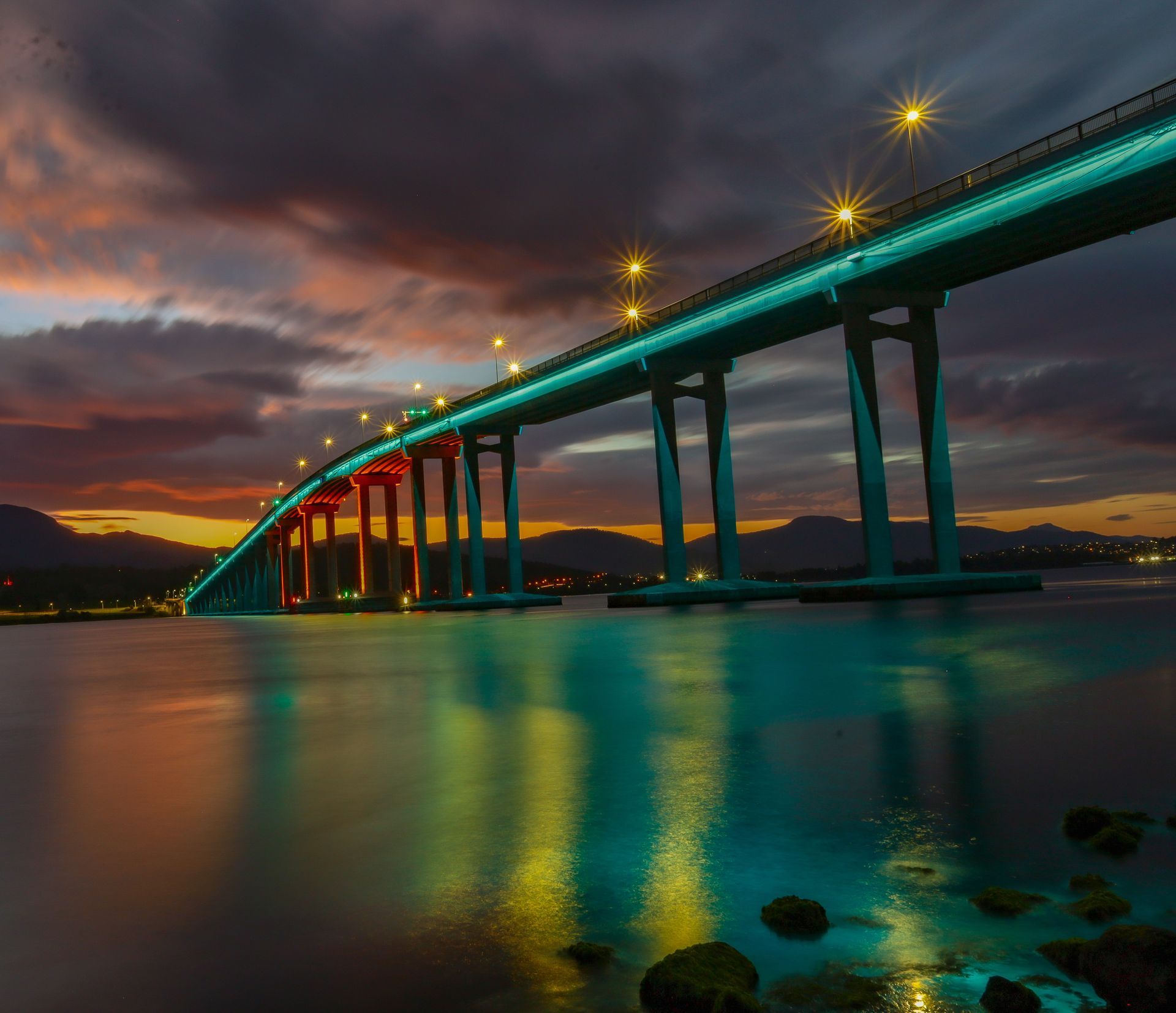 Tasman Bridge at night, Hobart, Australia
