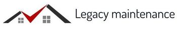 Logo for Legacy maintenance: a roof design with a red checkmark and text.