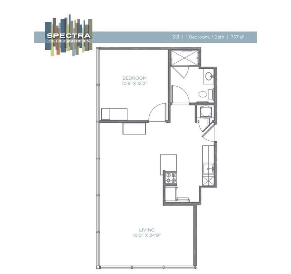A black and white floor plan of a apartment with a balcony.