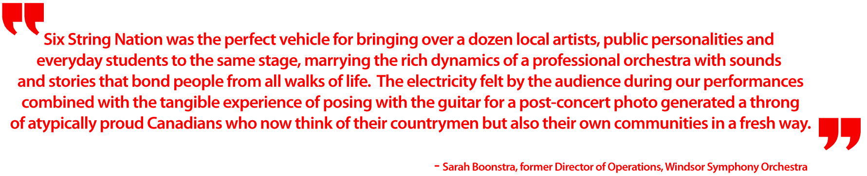 Sarah Boonstra Quote, Windsor Symphony Orch.