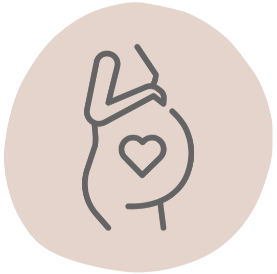 Pregnant person with heart on belly.