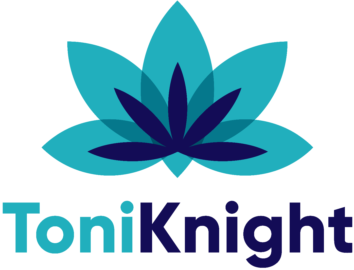 A logo for toniknight with a blue flower and leaves