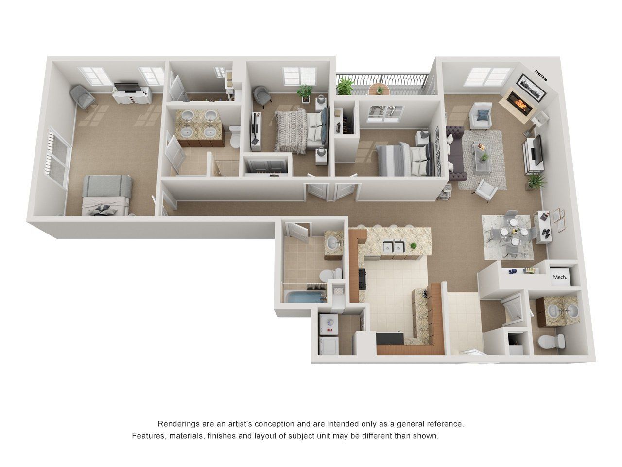 3 Bed 2.5 Bath 1572 sqft