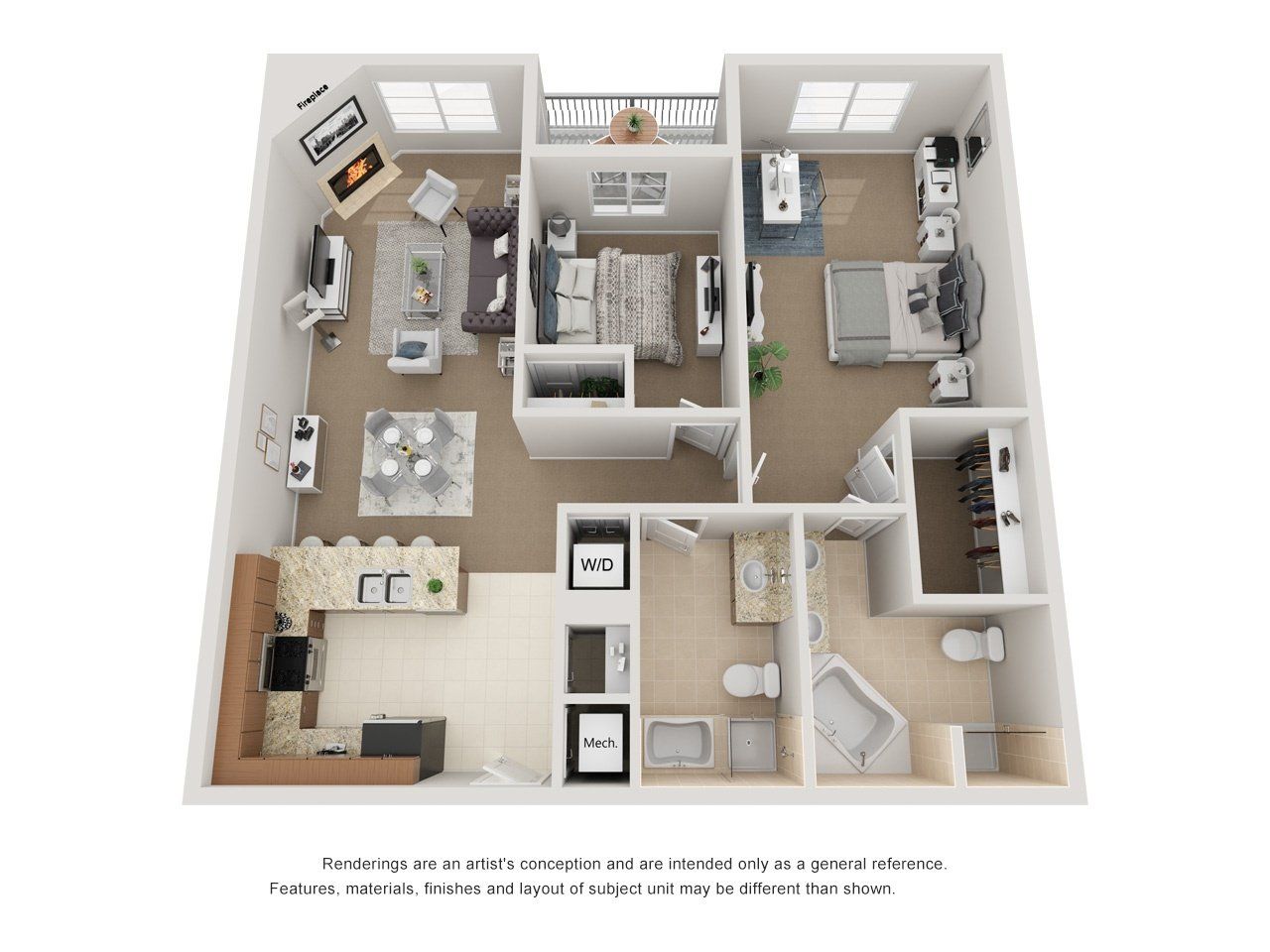 2 Bed 2 Bath 1192 sqft