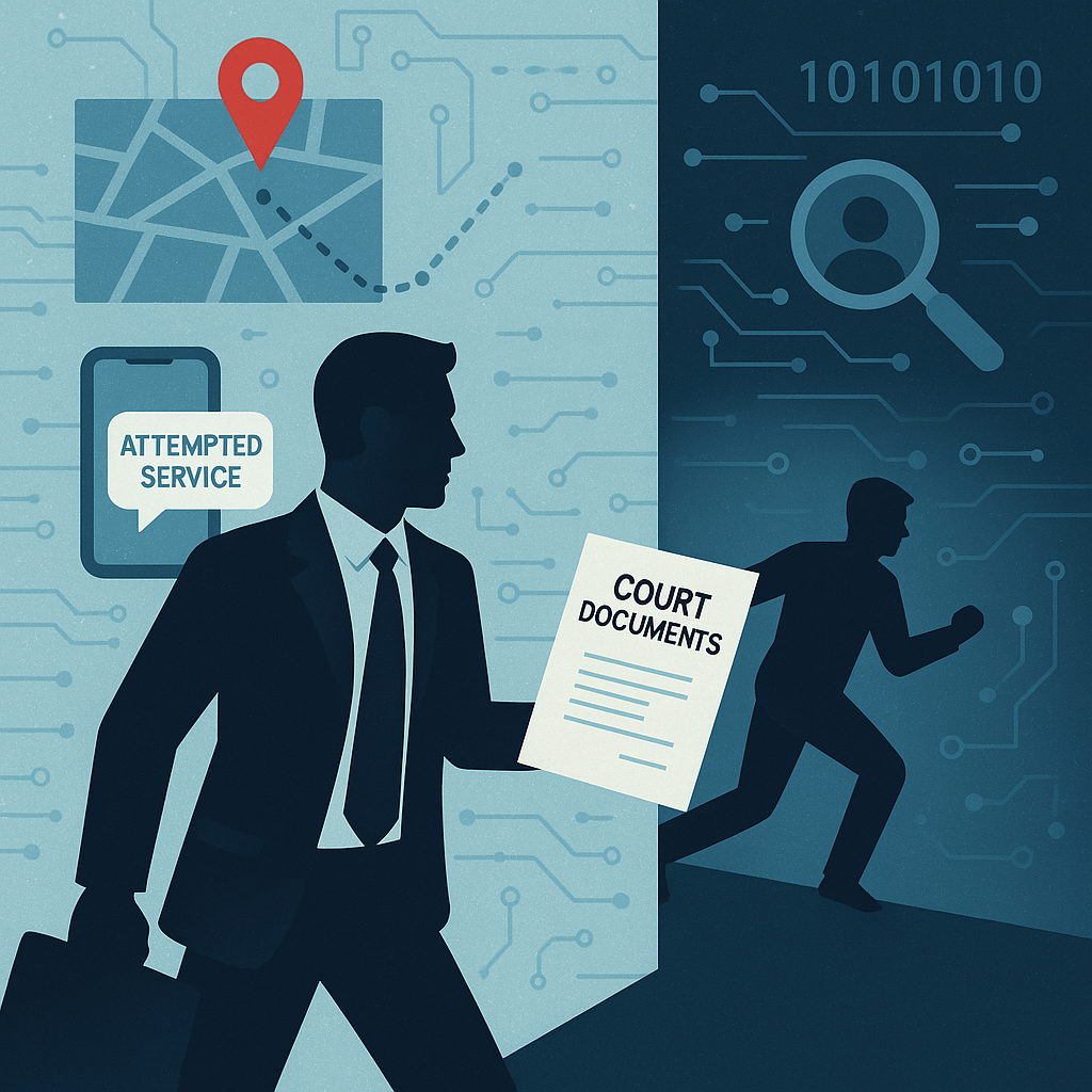 A map and digital data background suggest surveillance and pursuit.