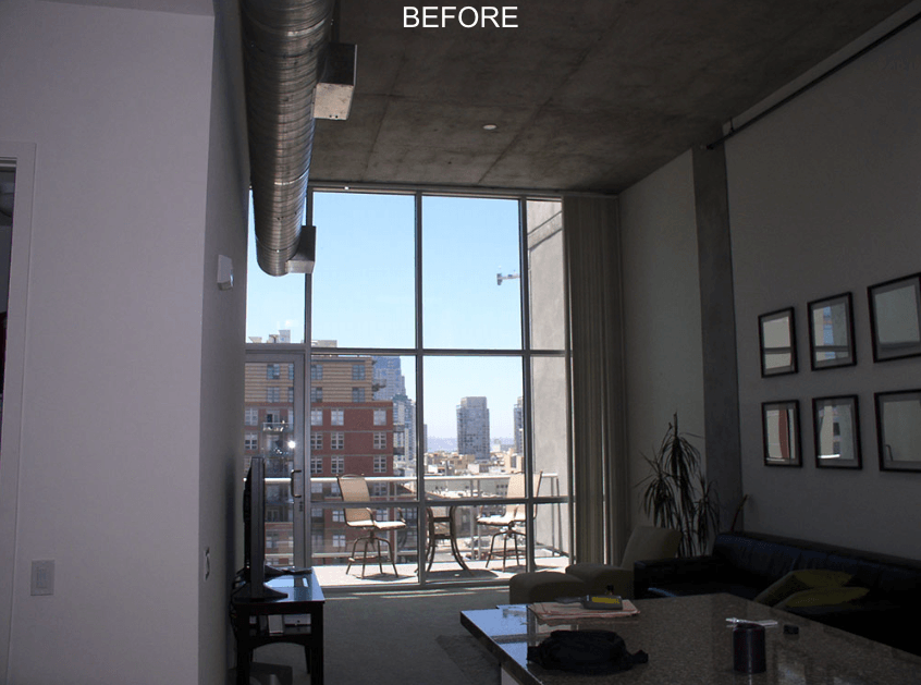 Before Custom Vertical Blinds for Living Room Windows Near San Diego & La Jolla, California (CA)