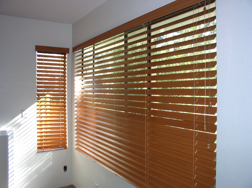 After Custom Wood Blinds for Living Room Windows Near San Diego & La Jolla, California (CA)