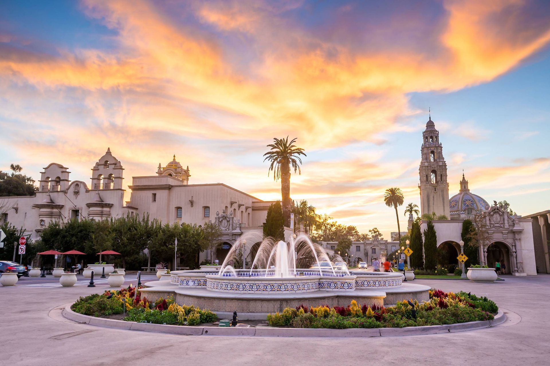 The historically rich landmark, Balboa Park in San Diego, CA, during a stunning sunset near San Diego, CA
