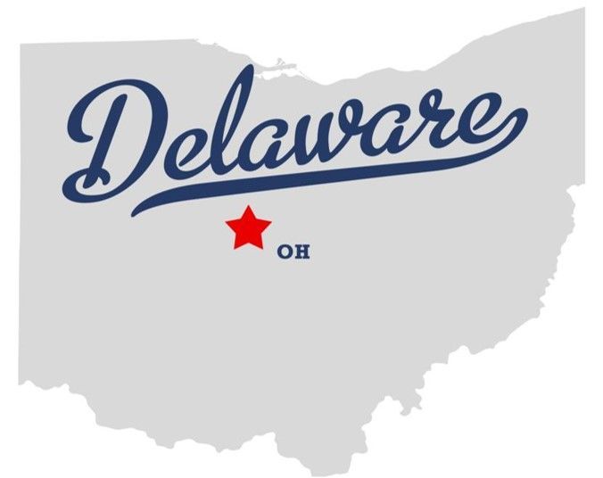 A map of delaware with a red star in the middle