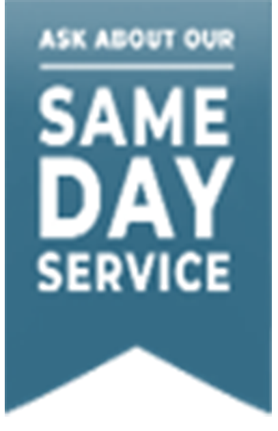 Three logos for same day service emergency services and satisfaction guaranteed