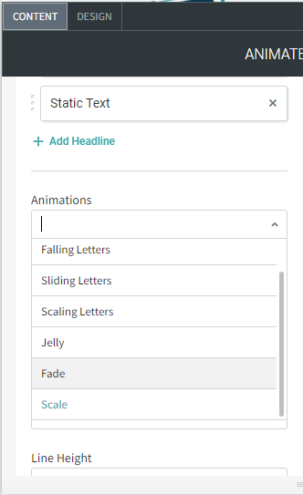 A screenshot of a web page showing static text and animations
