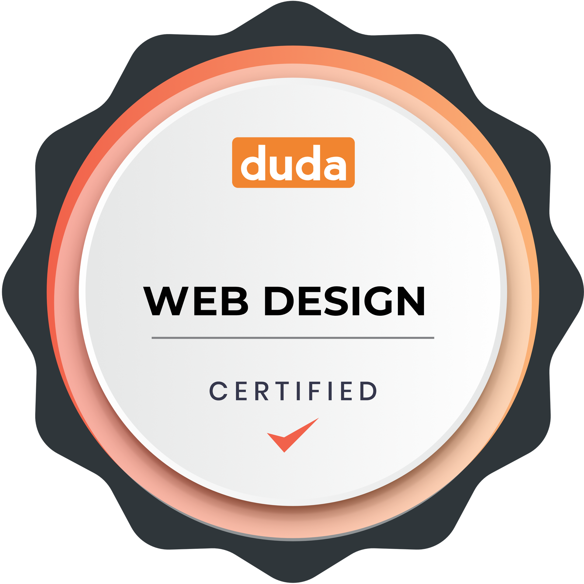 a badge that says duda web design certified