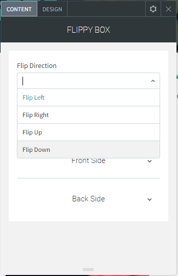 A screenshot of a computer screen showing a flippy box