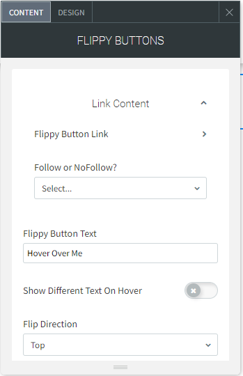 A screen shot of a website called flippy buttons