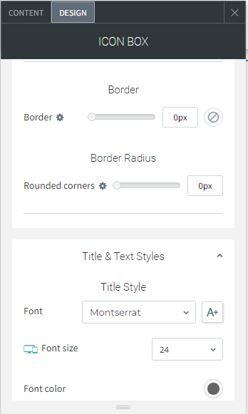 A screenshot of the icon box on a website
