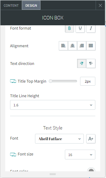 A screenshot of the icon box settings on a phone.