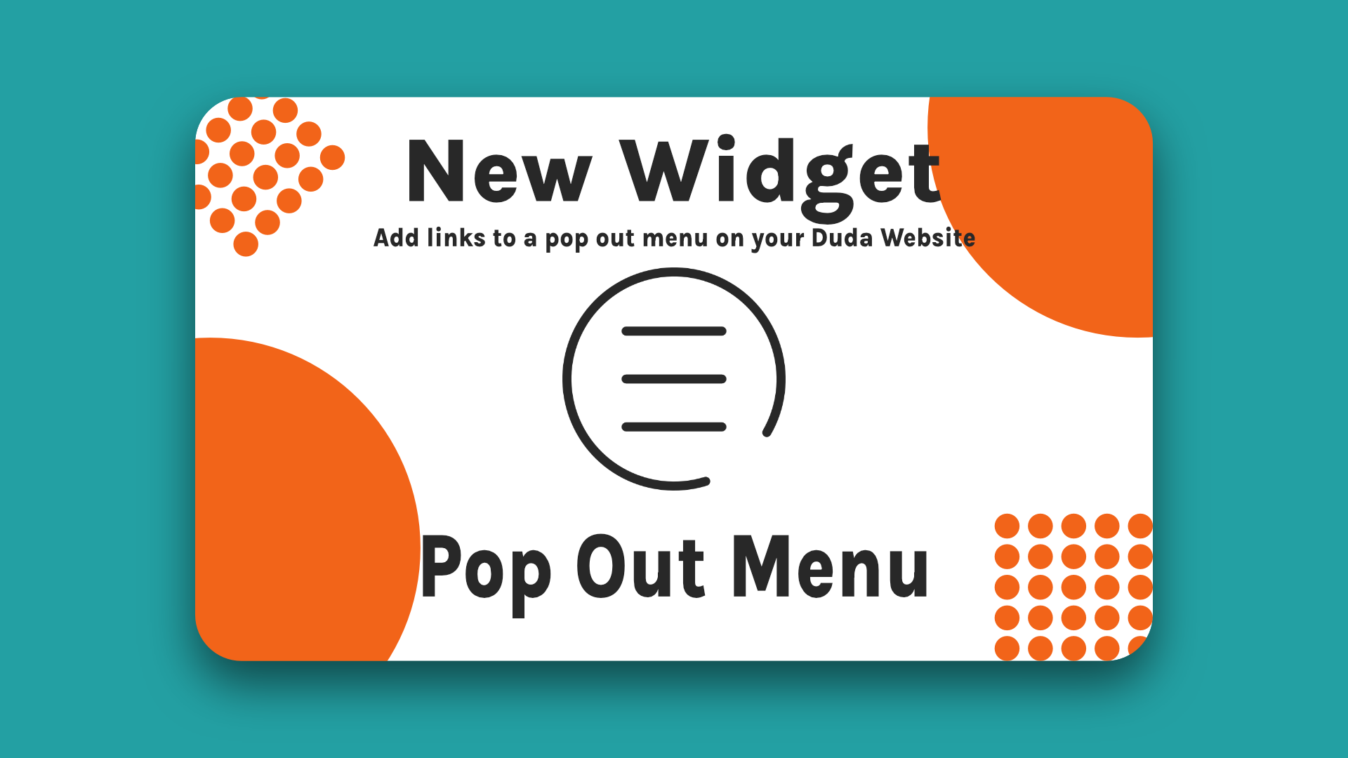 A card with the words `` new widget pop out menu '' on it.