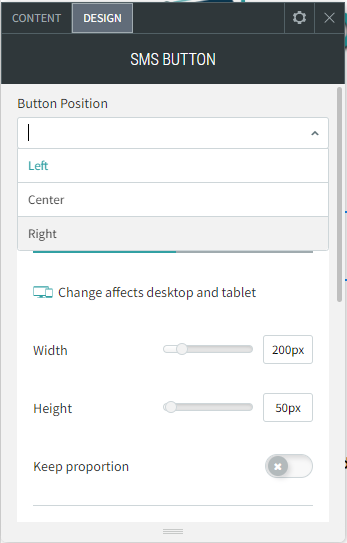 A screenshot of a web page that says sms button