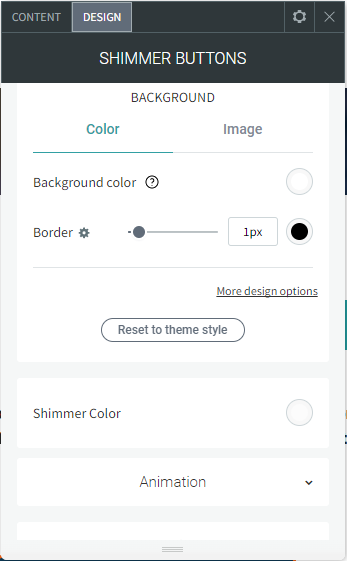 A screenshot of the shimmer buttons page