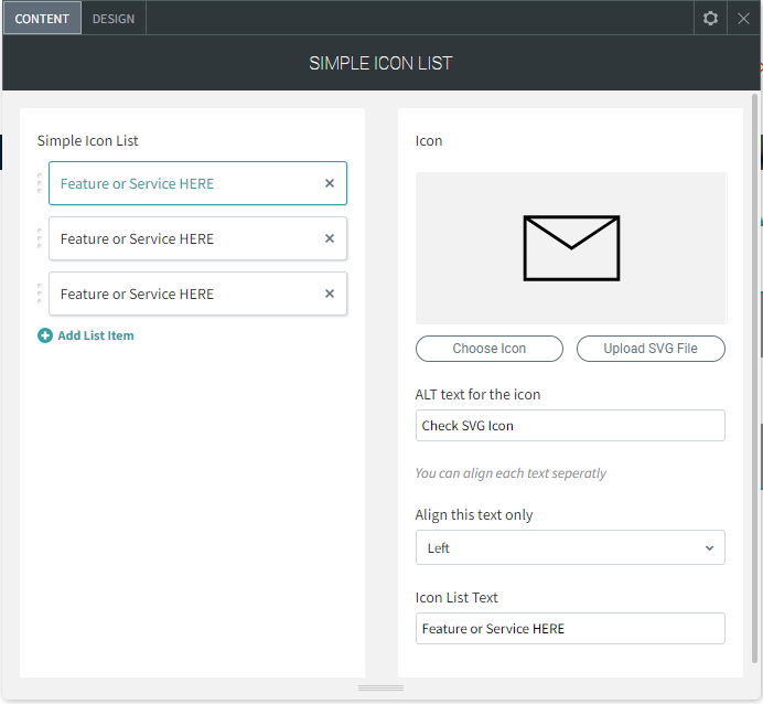 A computer screen shows a simple icon list with an envelope icon.