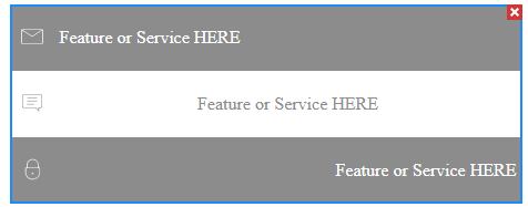 A computer screen that says feature or service here
